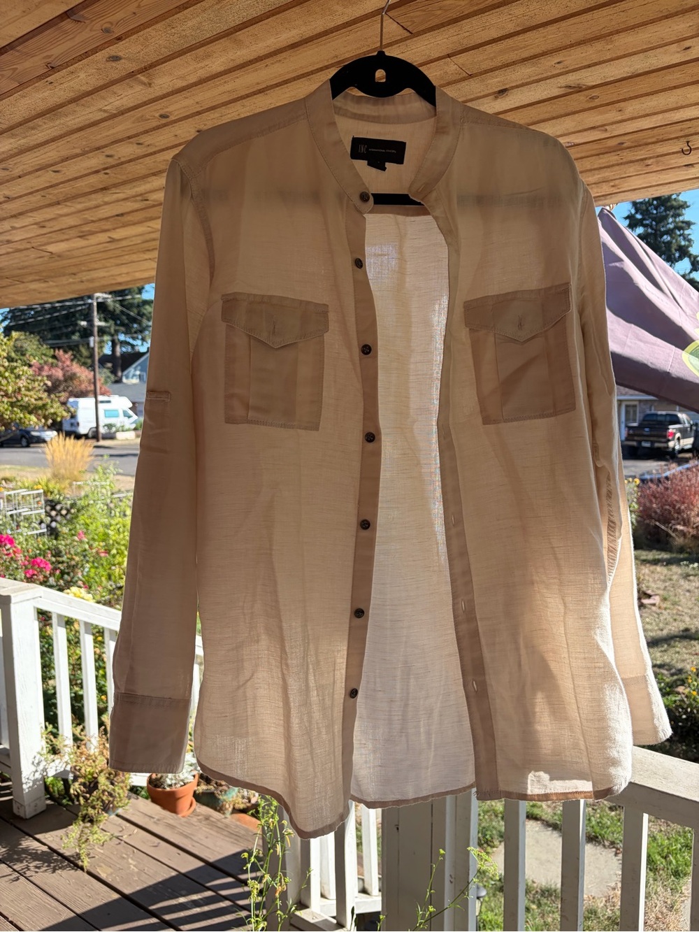 INC International Concepts Men's Beige Lightweight Shirt Jacket